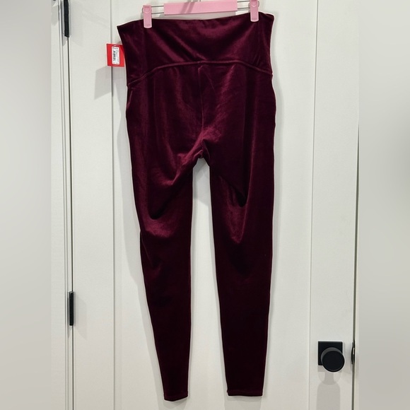 Spanx Velvet Burgundy Leggings 1X High Rise Slimming Chic Preppy Fall Winter - Picture 6 of 11